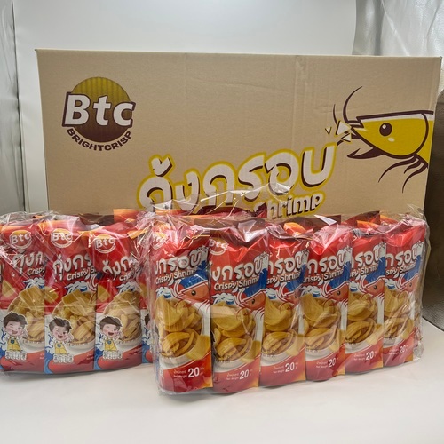 [ยกลัง / 144 ซอง] ขนมกรุบกรอบ BTC BRIGHTCRISP กุ้งกรอบ-รสกุ้ง มันกรอบ-รสมะเขือเทศ ขนาด 20 กรัม