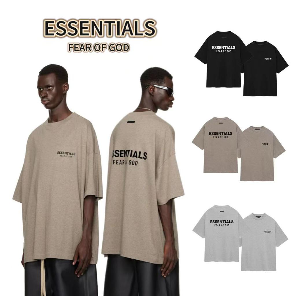 ส่วนลด 50 % Fear of God Essentials FW24 T-Shirt Holiday Core Logo ยาง โอเวอร์ไซส์ Unisex