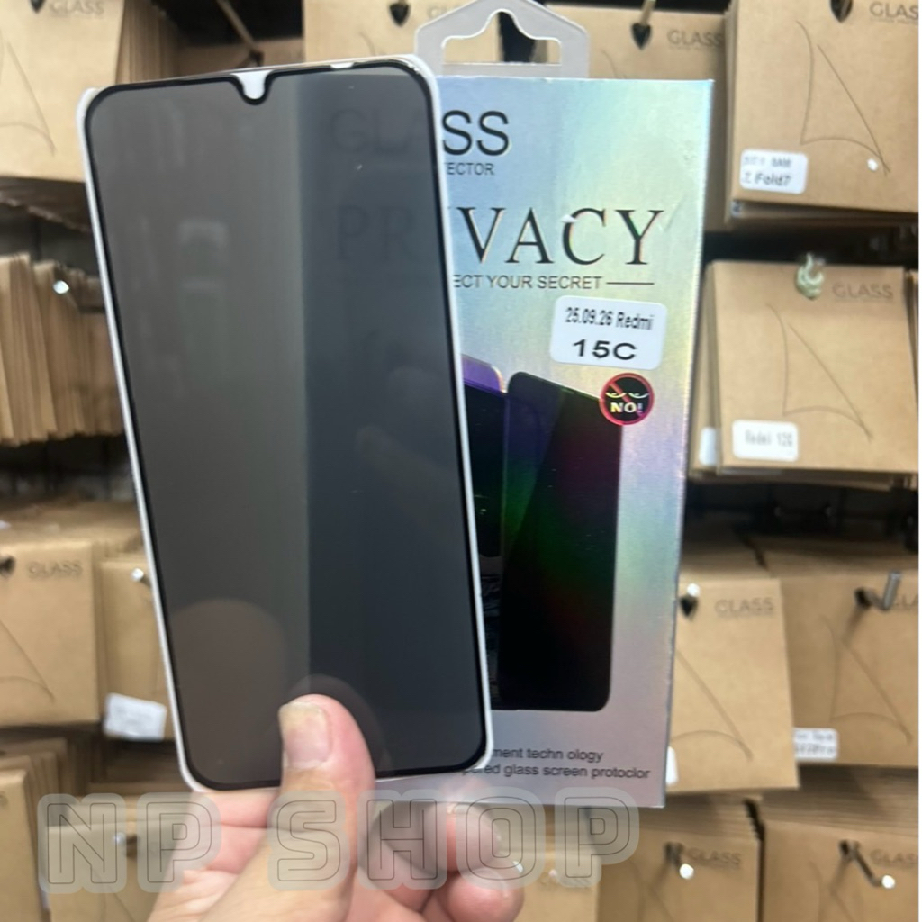 ฟิล์มกระจกนิรภัยกันรอยแบบ กันมองข้าง รุ่น Radmi 15C(4G) ตรงรุ่น เต็มจอ ขอบดำ(Full Glue)พร้อมส่งในไทย