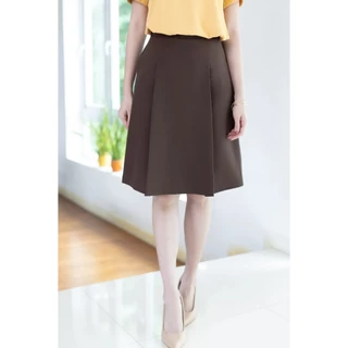 Narinari : PK04 Box Pleat A-line Skirt with Pocket กระโปรงทำงานมีกระเป๋าข้าง