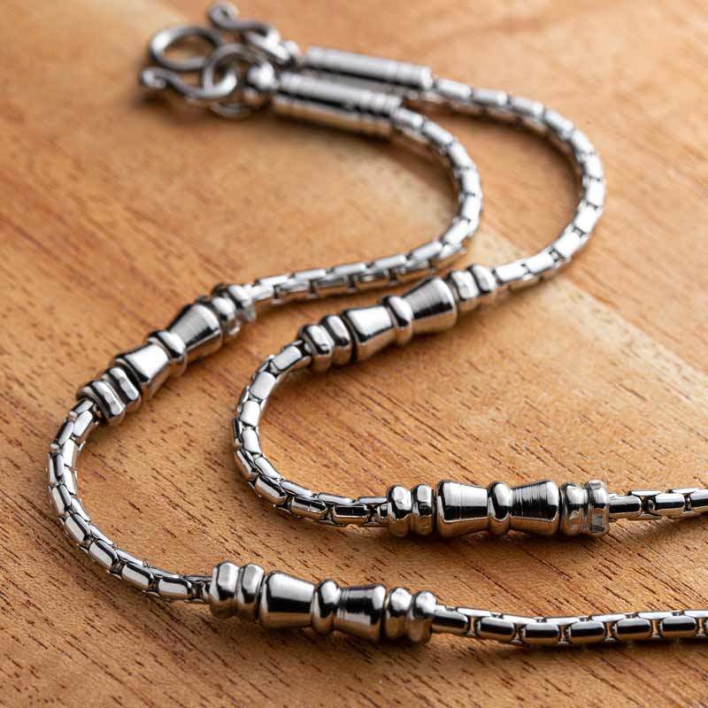 SA005 สร้อยสแตนเลสแท้ เกรด 316L ลายผ่าหวายตัน ขั้นแจกันหนา 4 มิล ยาว 26 นิ้ว แขวนพระ 1 องค์ ลายขายดี