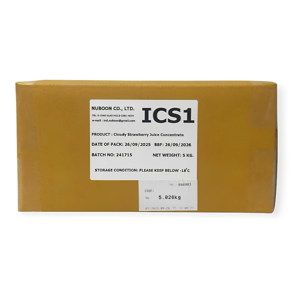 Nuboon น้ำสตรอเบอรี่เข้มข้น​แท้​จาก​ธรรมชาติ​ไม่มี​สาร​ปรุงแต่ง แพค 5 กก. (ICS1)