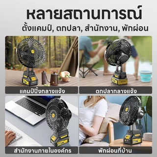พัดลมแบตเตอรี่ไร้สาย 8นิ้ว แบตเตอรี่ลิเทียม แบตแสดงจอ สะดวกในการพกพา พัดลมปรับได้สองสปีด