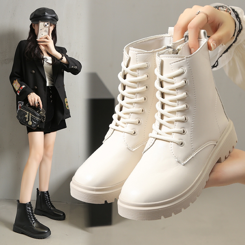 รองเท้าบูทมาร์ตินของผู้หญิง พื้นรองเท้าหนาและทนต่อการสึกหรอ ระบายอากาศได้และเป็นแฟชั่น กันน้ำและกันกลิ่น