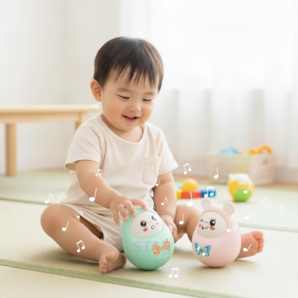 ตุ๊กตาล้มลุกมีเสียง หน้าขยับได้ มีเสียงกรุ้งกริ๊ง roly-poly ของเล่นเด็กตุ๊กตาล้มลุก พัฒนาการเด็ก