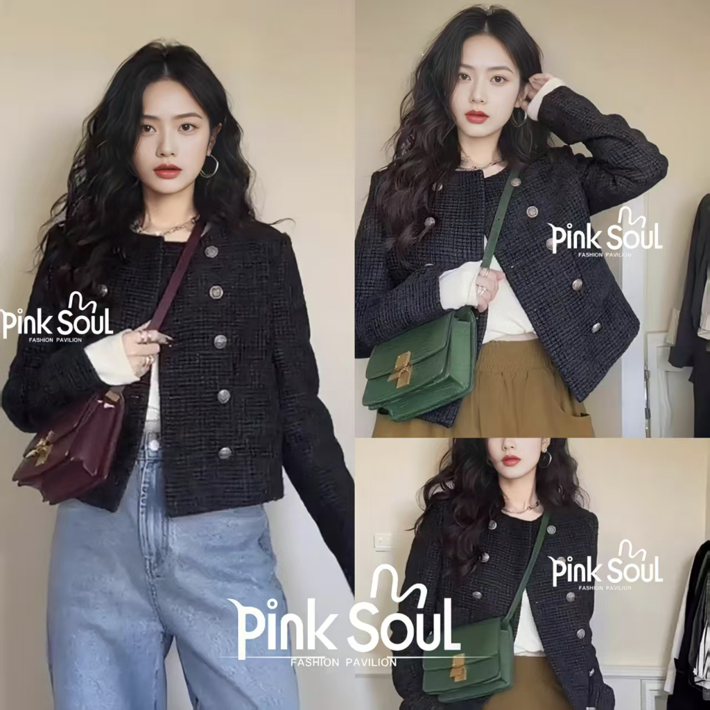 พร้อมส่ง เสื้อทวิต แขนยาว รุ่นกระเป๋าหน้า 2 ข้าง ทรงลูกคุณมาก ดีไซน์กระดุมหรูหราสุดๆ (มีซับใน) ผ้าใส่สบาย ไม่คัน
