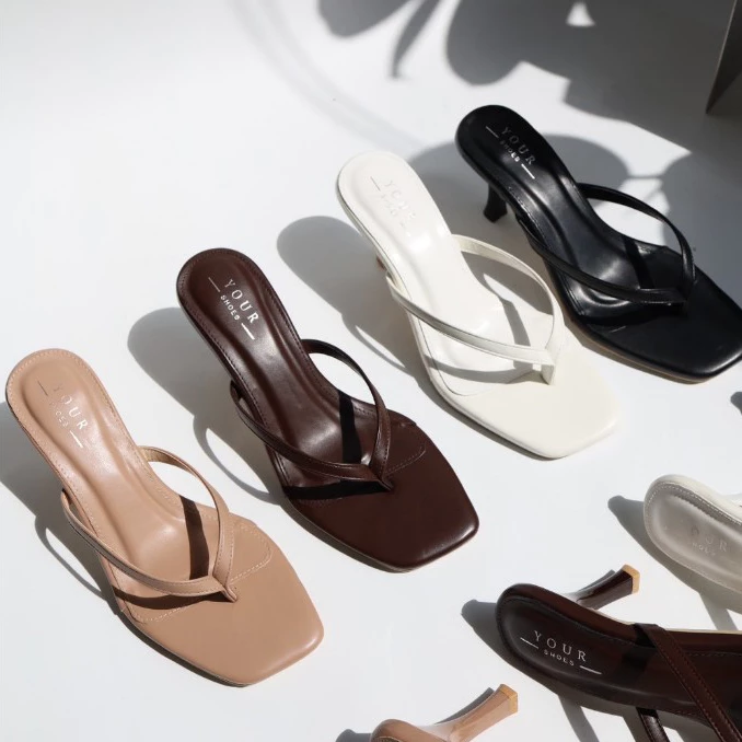 YOURSHOES B10 (เท้าอวบ เท้ายาว +1ไซส์*) / รองเท้าส้นสูง 3นิ้ว รองเท้าหูหนีบ รองเท้าใส่ทำงาน
