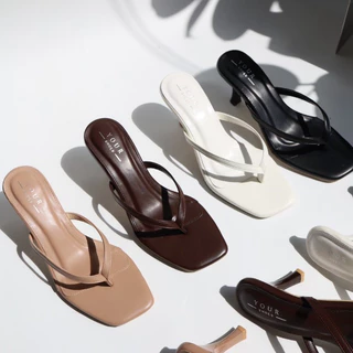 YOURSHOES B10 (เท้าอวบ เท้ายาว +1ไซส์*) / รองเท้าส้นสูง 3นิ้ว รองเท้าหูหนีบ รองเท้าใส่ทำงาน
