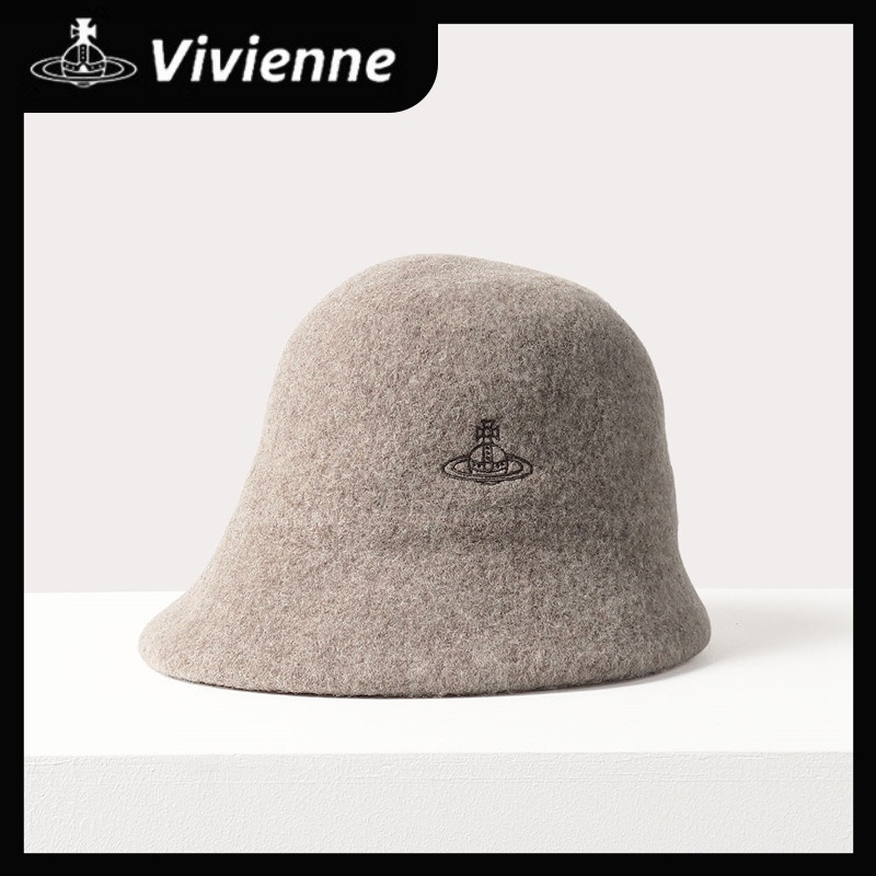 vivian westwood✨JP VIVI หมวกชาวประมง vivian หมวก ขนแกะ หมวกชาวประมง หมวกดาวเสาร์ การปัก