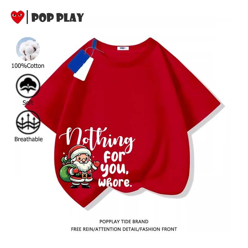เสื้อยืดเด็กแขนสั้น ผ้าฝ้าย 100% คอกลม ลาย Merry Christmas น่ารัก พร้อมส่ง