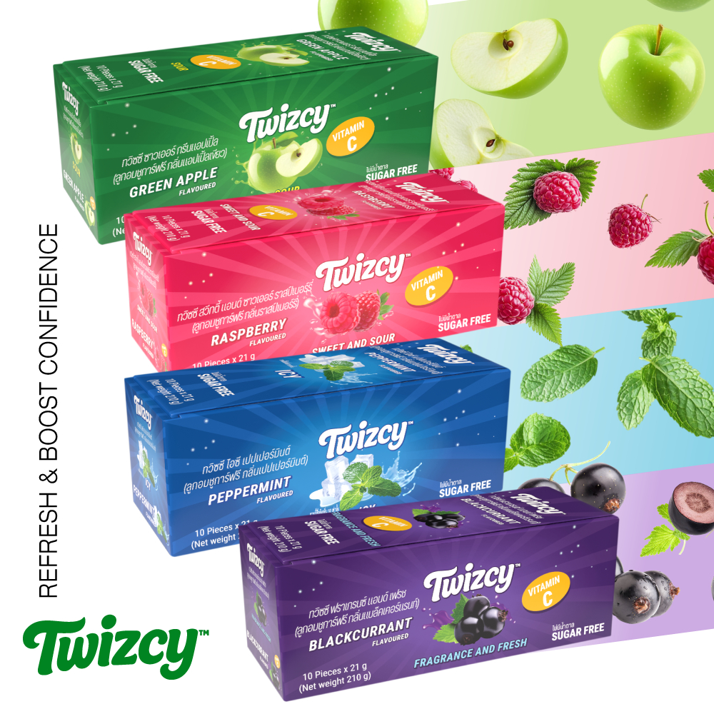 1 กล่อง 10 ตลับ ลูกอม TWIZCY CANDY TABLET SUGAR FREE ลูกอม ทวิซซี  21G