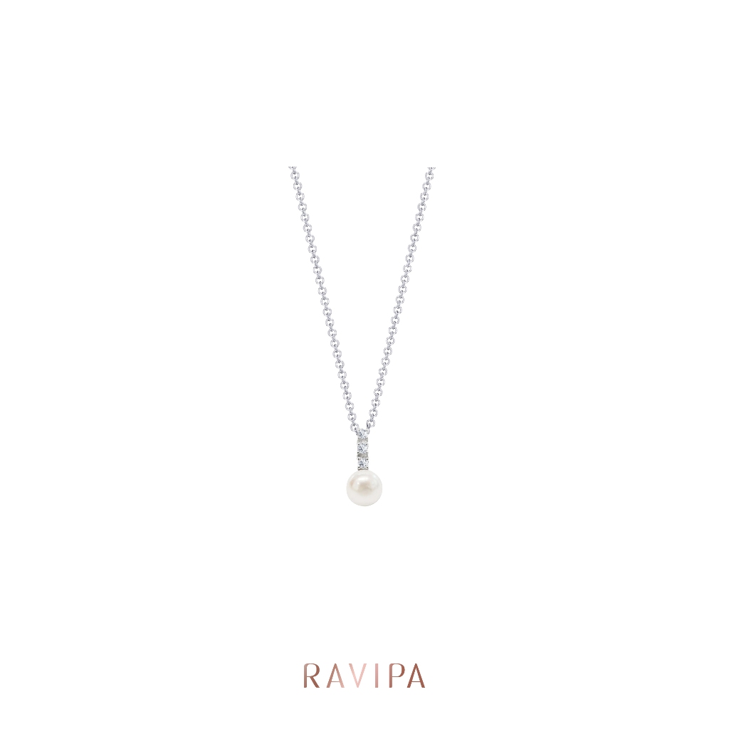 Ravipa | Skinny Tiny Diamond Pearl Necklace - สร้อยคอ