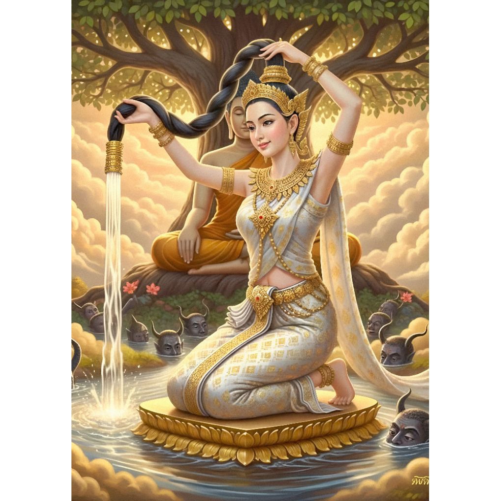รูปโปสเตอร์  พระแม่ธรณี  ความหนา 200 แกรม ไม่มีกล่อง ภาพมงคล เสริมฮวงจุ้ย ตกแต่งบ้านขนาด A3 (29.7*42 cm)