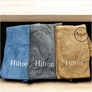 ผ้าเช็ดตัวนาโน hilton เกรดพรีเมี่ยมโรงแรม 5 ดาว ซับน้ำดีเยี่ยม ไม่เป็นขุย ผ้าขนหนูผืนใหญ่ ขนาด 70-140CM