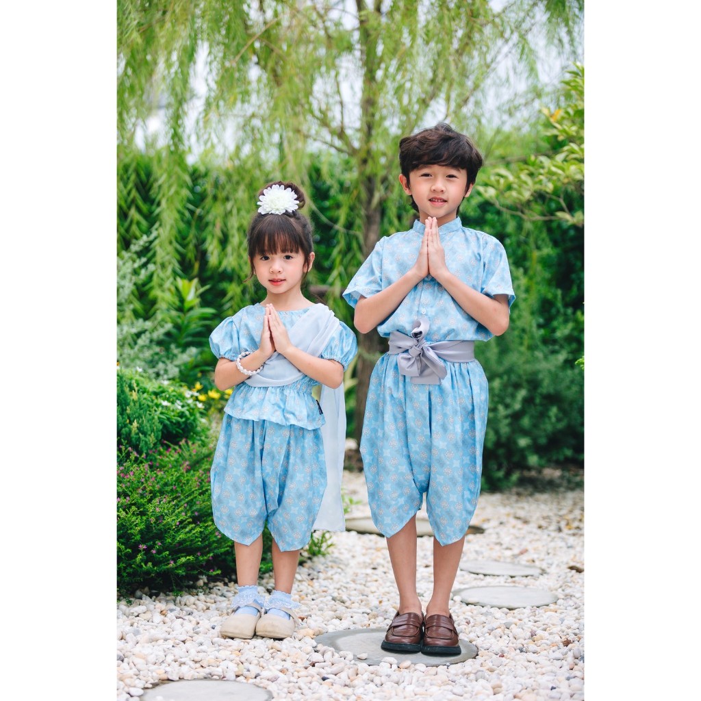 พร้อมส่ง!! Minimal ของเด็ก ชุดบุหลัน ชุดไทย สไบ เชิ้ตแขนสั้น โจงกระเบน