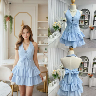 (อก32-40)“MELINE LACEY DRESS” – เดรสสายผูกหลังระบายสองชั้น งานน่ารัก เรียบหรูดูแพง