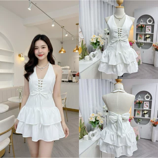 (อก32-40)“MELINE LACEY DRESS” – เดรสสายผูกหลังระบายสองชั้น งานน่ารัก เรียบหรูดูแพง