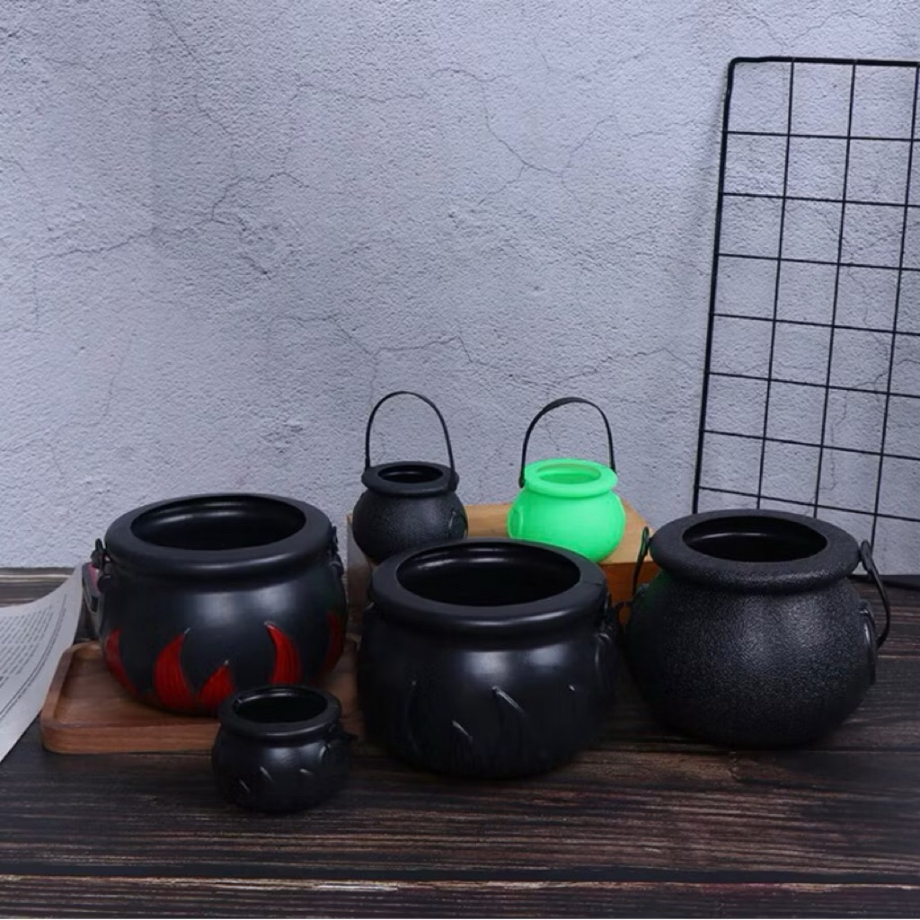 Halloween Candy Kettles Pot Halloween Cauldron Bucket With Handle Kids Toy