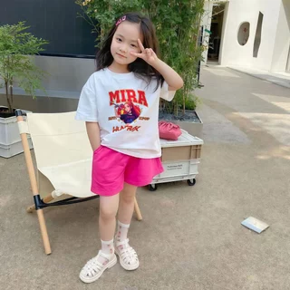 Beryl kids🌸ชุดเซ็ตเด็กผู้หญิงแฟชั่น🎀ชุดเซ็ทเด็กลายสุดฮิต Kpop Demon Hunters เสื้อยืดคอกลม+กางเกงขาสั้น นุ่ม สบาย สีสันสด