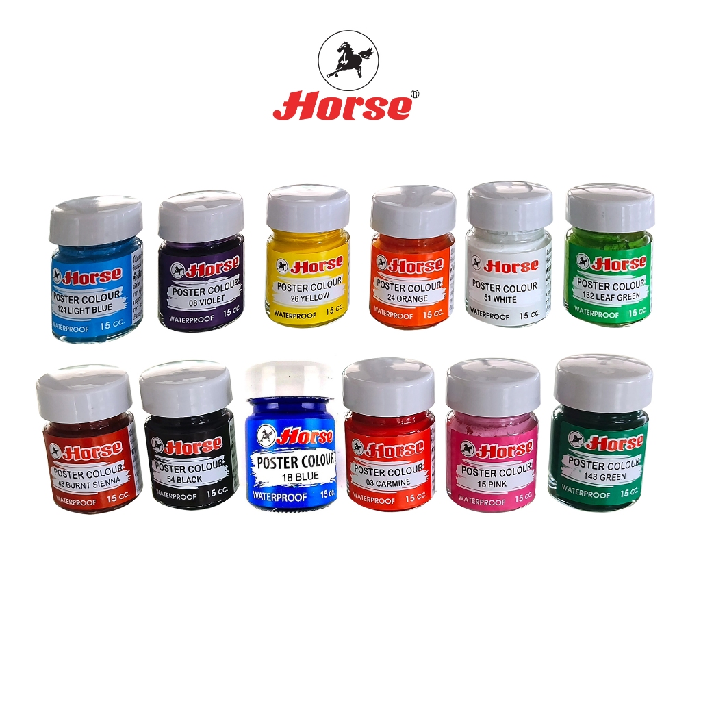HORSE ตราม้า สีโปสเตอร์ กันน้ำขนาด 15 cc (1/2ออนซ์) ขวดแก้ว จำนวน 1 ขวด