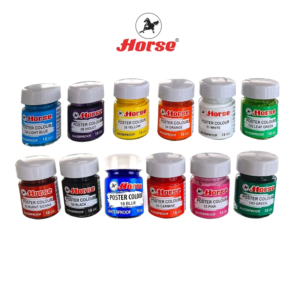 HORSE ตราม้า สีโปสเตอร์ กันน้ำขนาด 15 cc (1/2ออนซ์) ขวดแก้ว จำนวน 1 ขวด