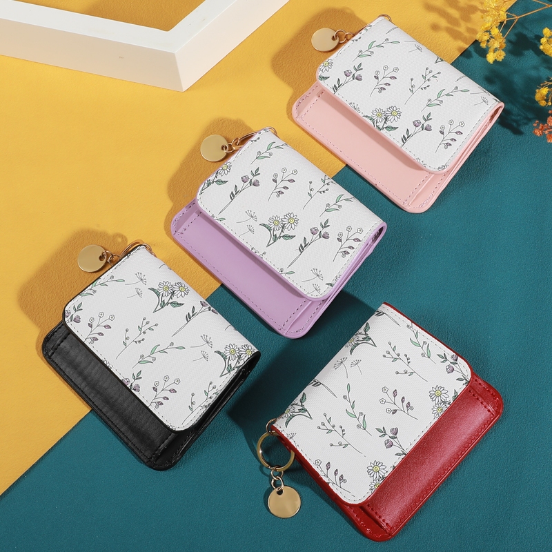 B-2525🔥กระเป๋าสตางค์ใบสั้น หนังPu พกพาสะดวก ขนาดเล็กแบบพกพา พร้อมช่องใส่บัตร สีสดใส แฟชั่นสําหรับสตรี งานดี เรียบง่าย