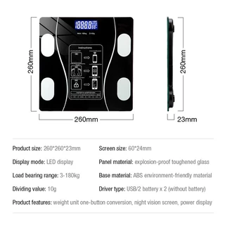 เครื่องชั่งน้ำหนัก ดิจิตอลอัจฉริยะ ตาชั่ง ชาร์จUSB วัดไขมัน มวลน้ำ มวลกระดูก กล้ามเนื้อ ไขมันในช่องท้อง รับได้0.1-180 kg