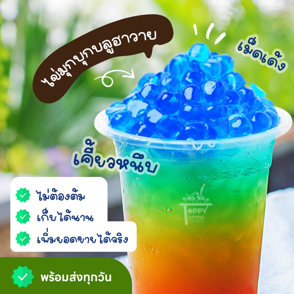🔥ไม่ต้องต้ม❌ ไข่มุกบุกบลูฮาวาย ท็อปปิ้งเครื่องดื่ม เคี้ยวหนึบ หวานหอม ขนาด 1 กิโล ซื้อเยอะยิ่งถูก
