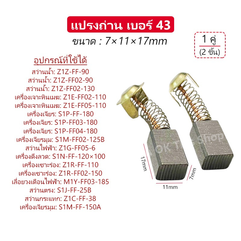แปรงถ่าน สำหรับเครื่องขัดกระดาษ,เครื่องเจียร ,เลื่อยวงเดือนไฟฟ้า,เครื่องขัดกระดาษ หลากหลายขนาด // B ราคาถูก Shopee Lazada