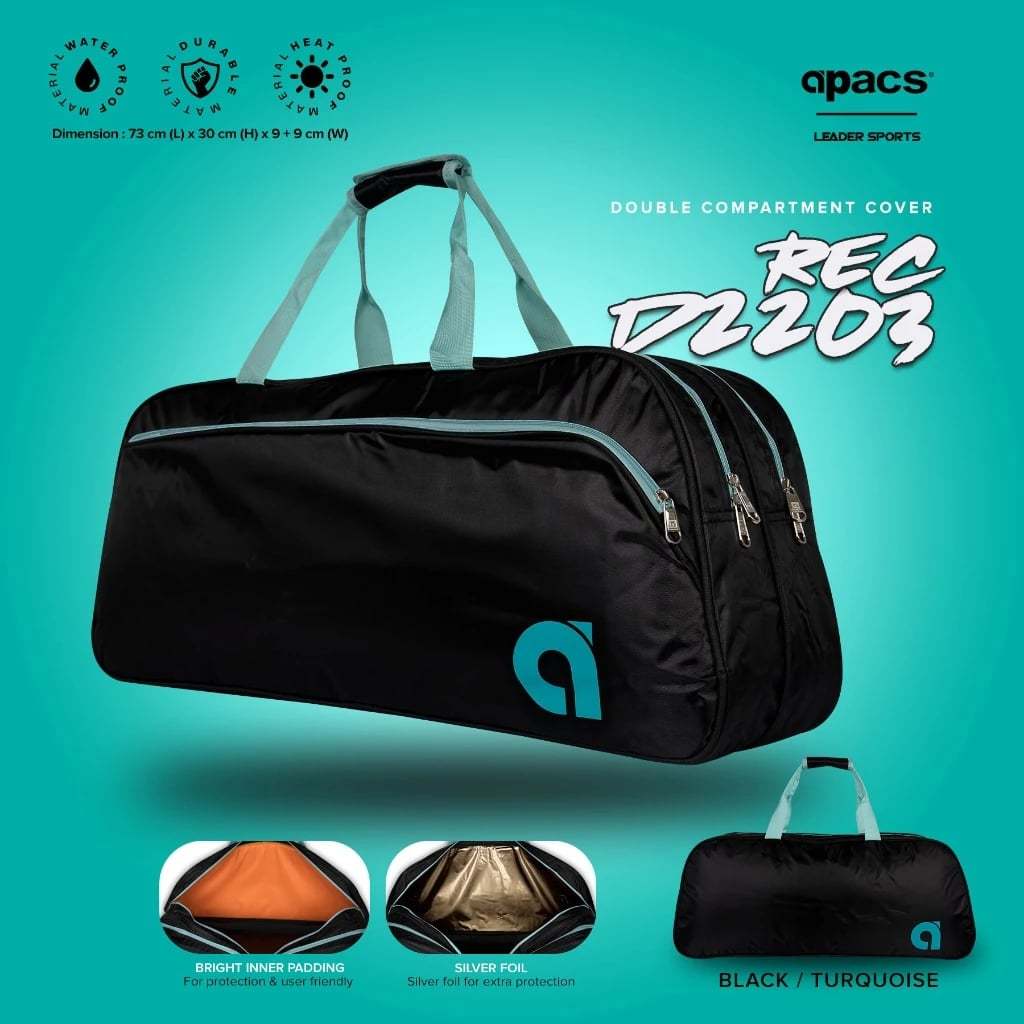 กระเป๋าแบดมินตัน APACS BAG DOUBLE ZIP D2203 (สินค้าลิขสิทธิ์แท้ 100%)