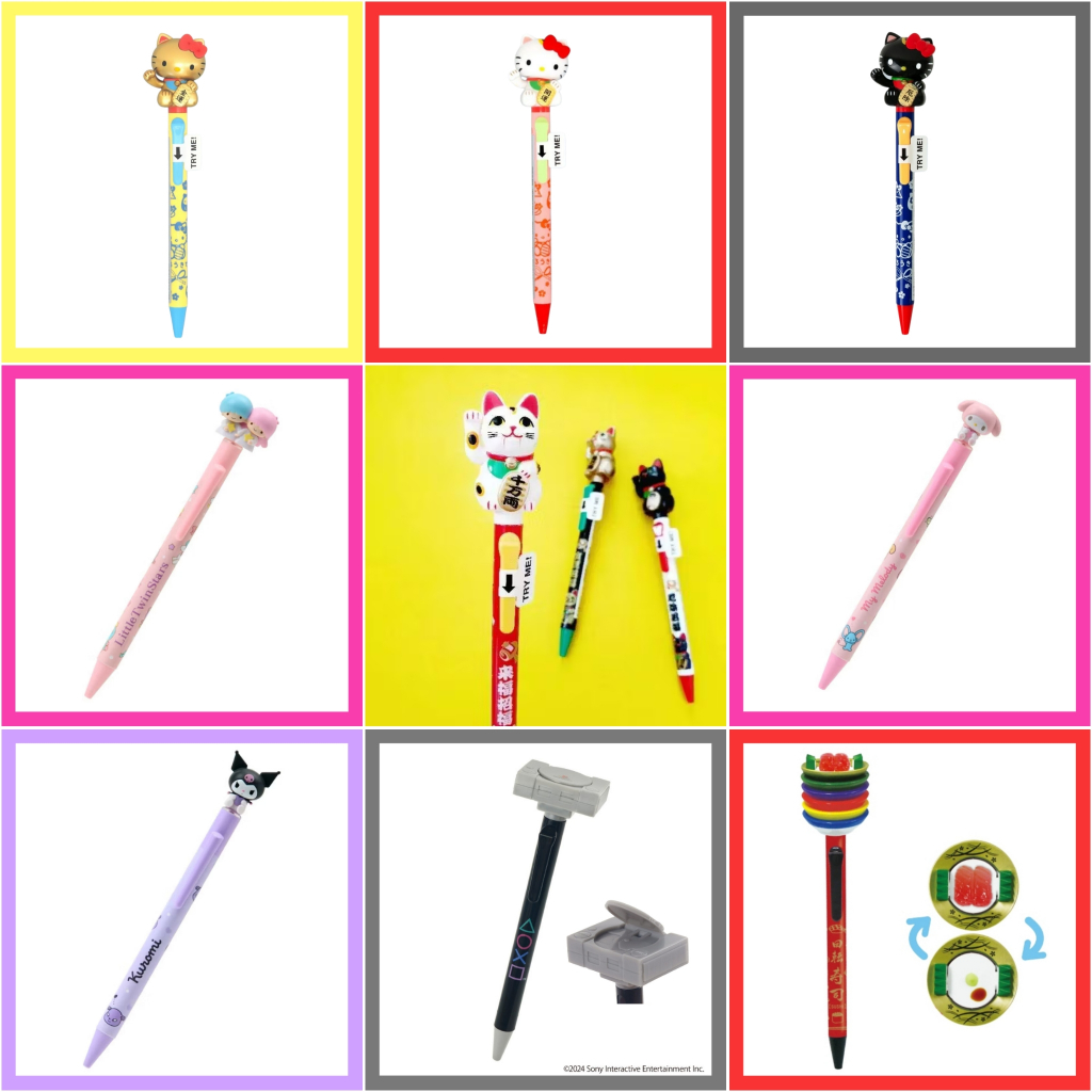 🧡 แท้ 100% ปากกาหัวการ์ตูน Sanrio pen 💜 ปากกา Sanrio My Melody Cinnamon Twin Pompom ปากกาหัวโต เครื่