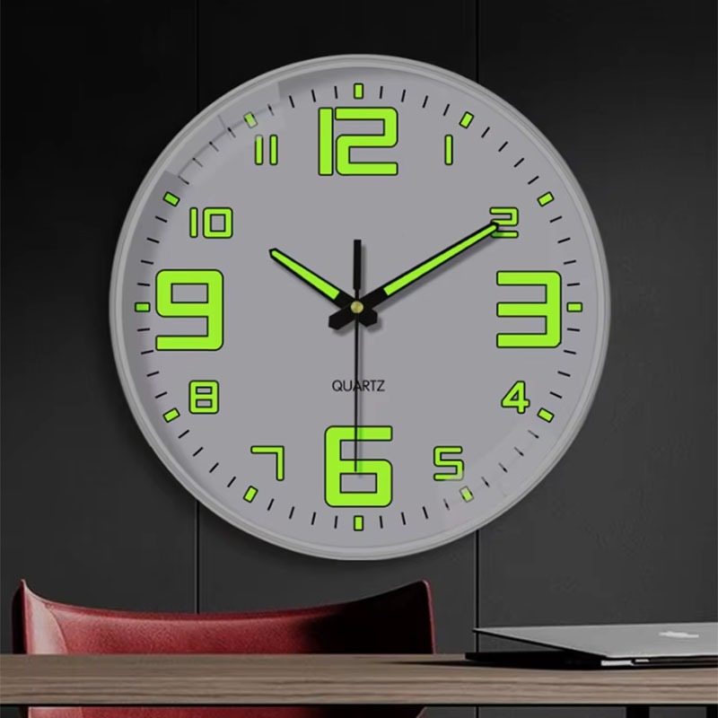 นาฬิกาแขวนผนังเรืองแสง 8นิ้ว เงียบ + ส่องสว่าง นาฬิกาติดผนัง เหมาะสำหรับห้องนั่งเล่นและห้องนอน - รูปที่ 4