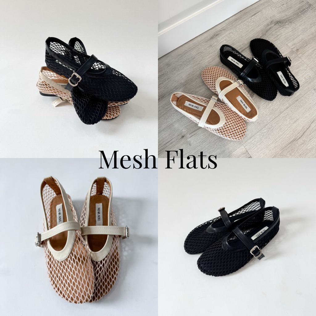 [พร้อมส่ง] WEAR.SOUL #S640-Mesh Flats (รองเท้าตาข่าย รองเท้าส้นแบน รุ่นปิดส้น)