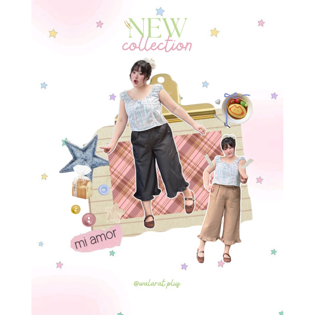 WP0113 พร้อมส่ง กางเกงระบายปลายขา