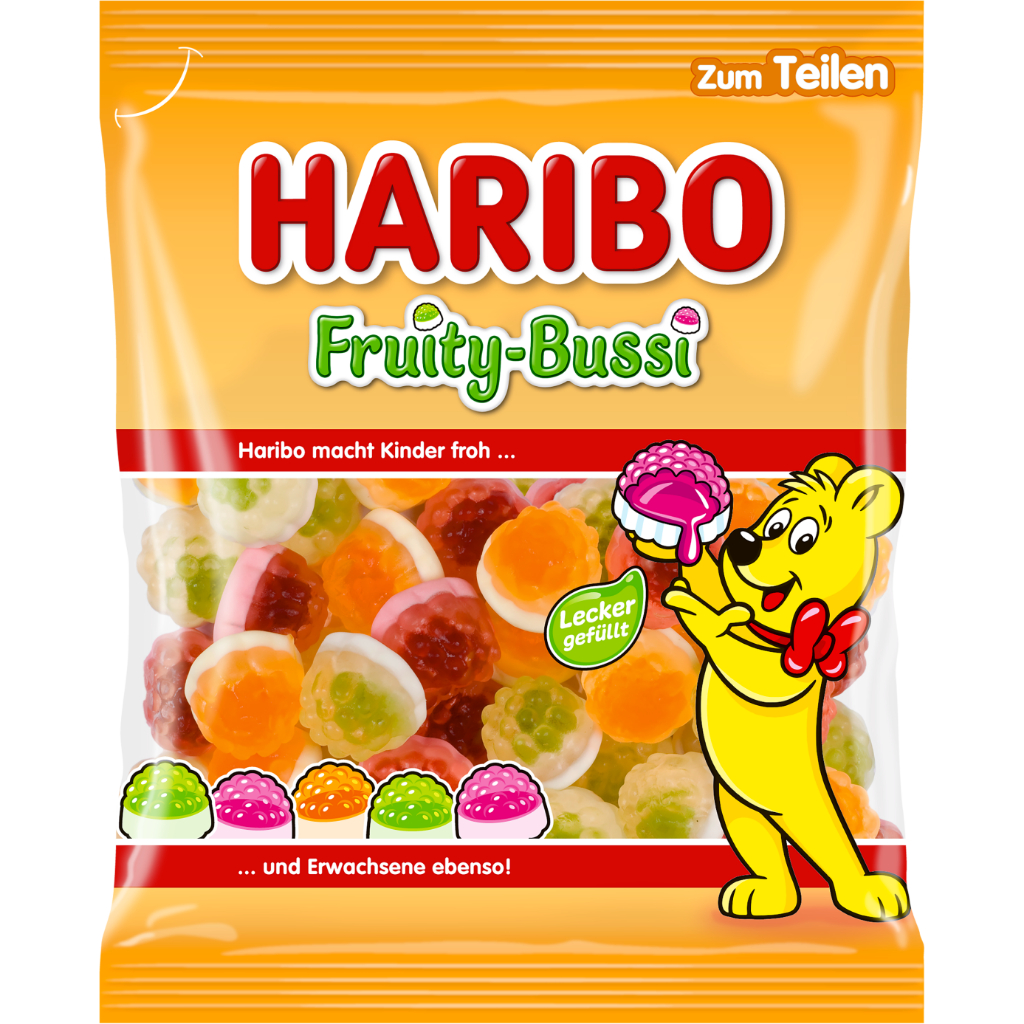 Haribo Fruity-Bussi Jelly Filled Gummy Candy 160g / ฮาริโบ้ ฟรุ๊ตตี้ บุสซี่ เยลลี่ผลไม้ไส้ฟรุต ขนมนำเข้าเยอรมนี