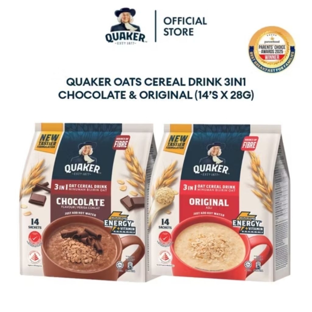 ข้าวโอ็ตสำเร็จรูป Quaker 3in1 มี 6 รสชาติให้เลือก  (บรรจุ 12-14 ซอง)