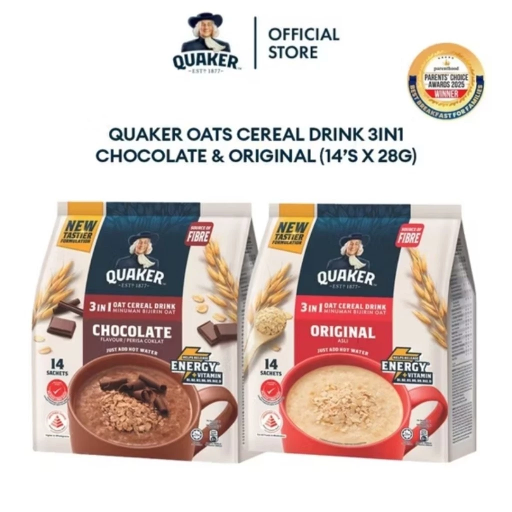 ข้าวโอ็ตสำเร็จรูป Quaker 3in1 มี 6 รสชาติให้เลือก (บรรจุ 12-14 ซอง)