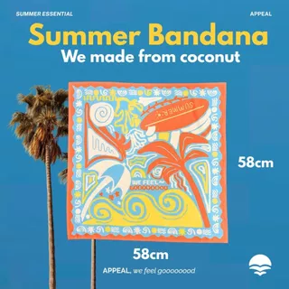 ☀️APPEAL♻️🥥 Summer Bandana ผ้าโพกหัว 58 x 58cm ผ้าจากใยมะพร้าว ผ้าโพกผม ผ้าพันคอ COCOFlexi AC038