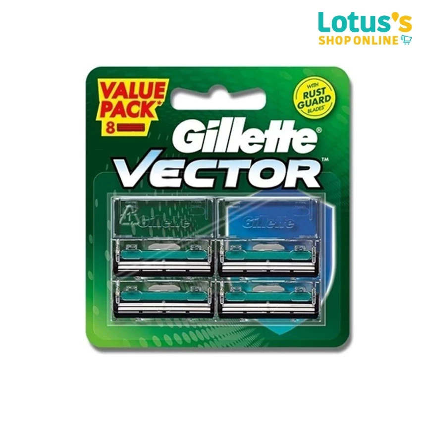 ยิลเลตต์ เวคเตอร์ ใบมีดโกน แพ็ค 8 ชิ้น GILLETTE VECTOR BLADE 8 CARTRIDGES REFILLS