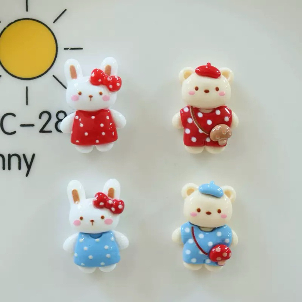 🇹🇭เรซิ่น หมี กระต่าย 8 ชิ้น/เซ็ท (040) เรซิ่นการ์ตูน งาน diy