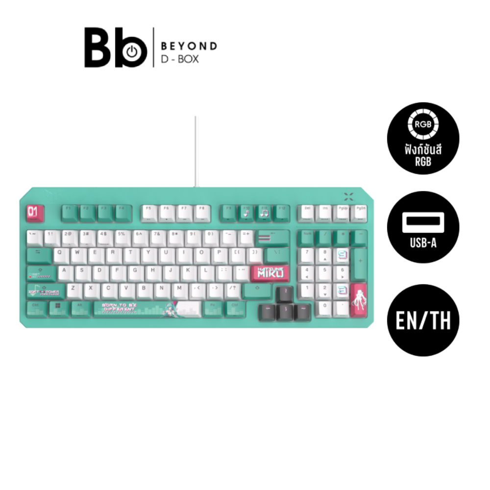 ASUS x Hatsune Miku คีย์บอร์ดเกมมิ่ง ASUS Gaming Keyboard K3 Gen II Hatsune Miku Edition by BB Beyon