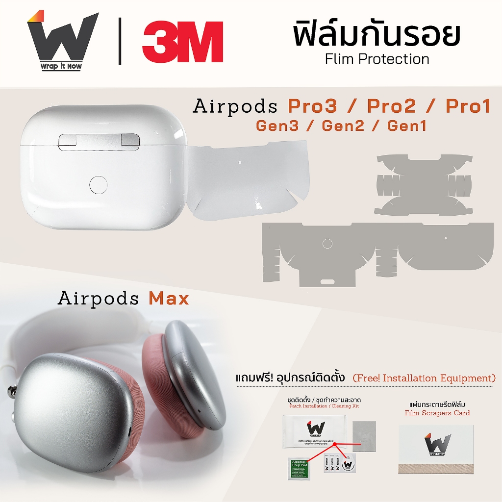 ฟิล์มกันรอย ใช้สำหรับติด Airpods4 / AirPodsPro / Airpods3 / AirpodsPro3 / Airpod3 / AirPods Max / Ai