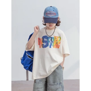 [ส่งไวจากไทย] *แค่เสื้อ* เสื้อแขนสั้นเด็กชาย เสื้อยืดคอกลมเด็กชาย ลายกรีนเท่ๆ ผ้านิ่ม ทรงโอเวอร์ไซส์ เหมาะสำหรับ 5-14 ปี