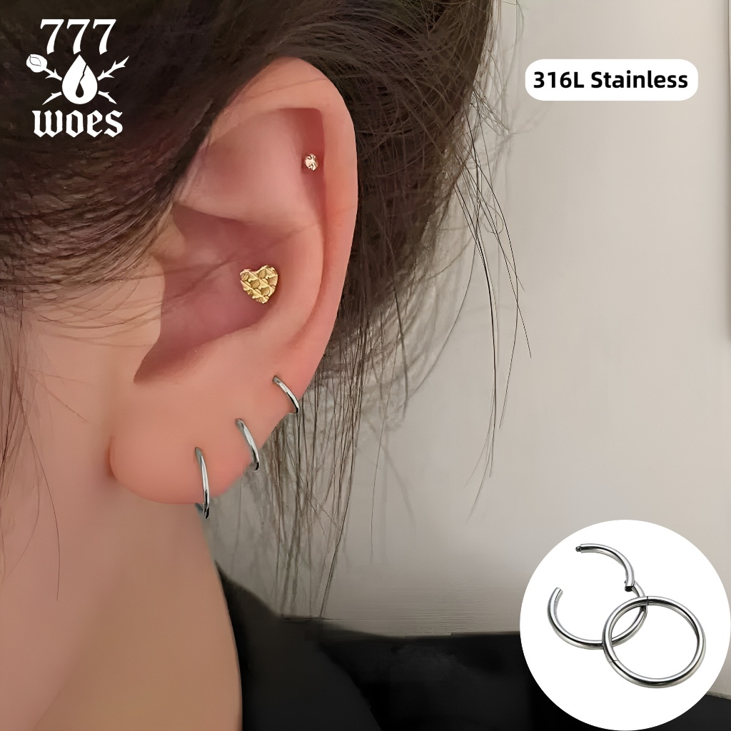 316Lเกรดแพทย์สแตนเลสต่างหูห่วงเรียบวงเรียบจิวขอบหูจิวริมฝีปากจิวจมูกจิวสะพานจมูกกันแพ้แบบพื้นฐาน