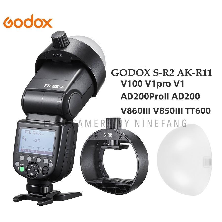 Godox S-R2 ตัวแปลงแฟลช หัวสี่เหลี่ยม เป็นหัวกลม ซอฟบอค AK-R11 AK-R12 Diffuser V1 TT600 TT685 V860