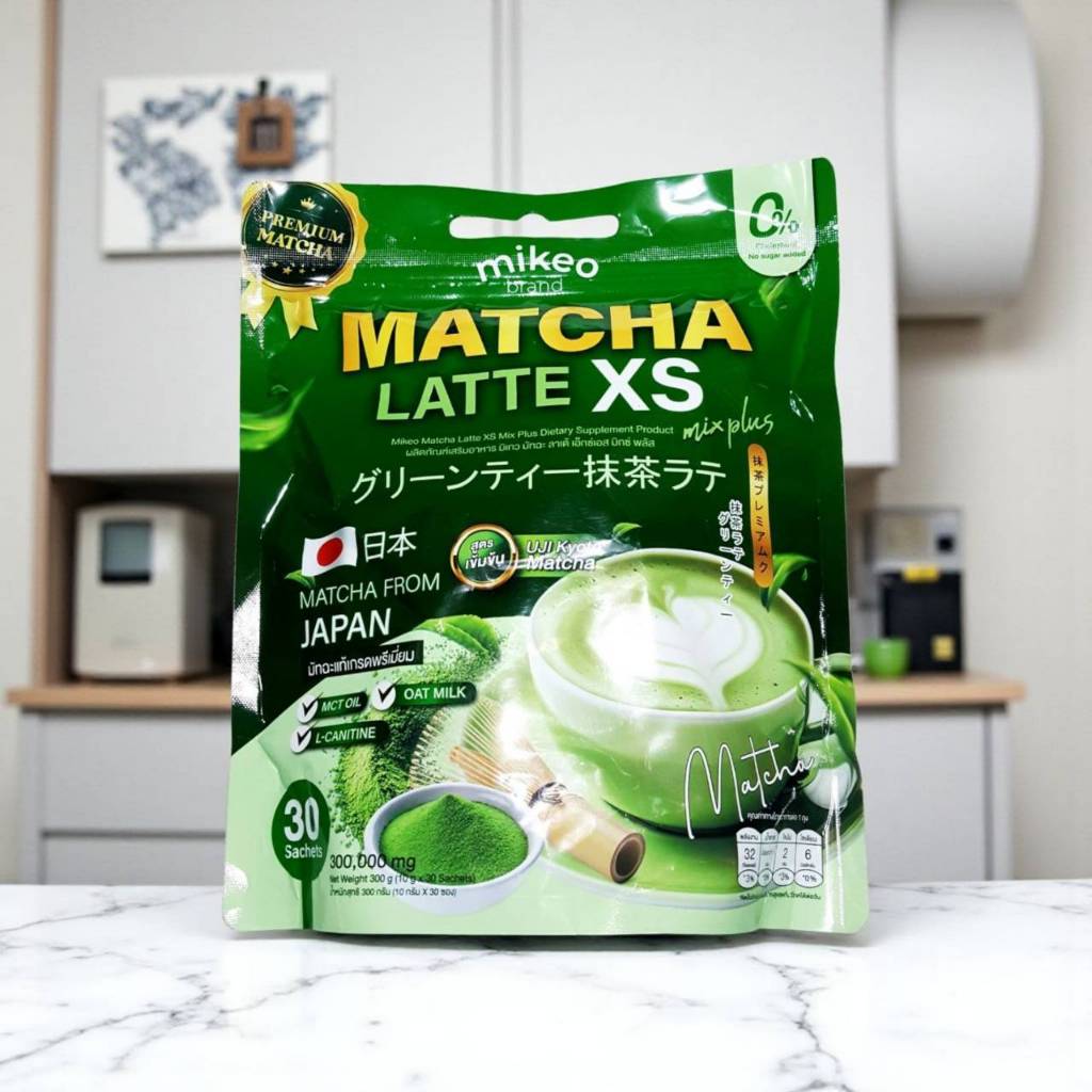 Mikeo Matcha latte XS มิเกว มัทฉะ ลาเต้ สูตรพรีเมี่ยม ขนาดบรรจุ 30 ซอง