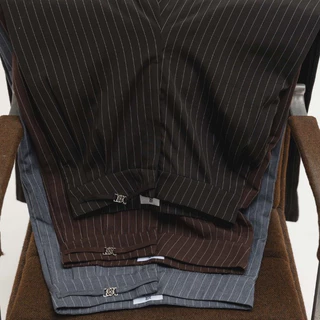 CHUUCHOP - (XS-4XL) Nyla Striped Pants กางเกงสแลคขายาวลายทาง (C8421)