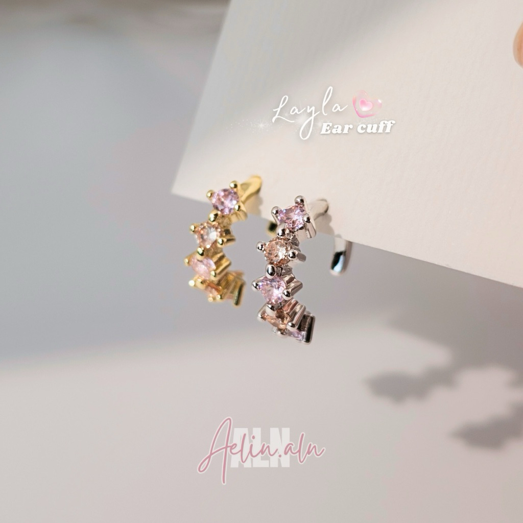 Layla earcuff - Aelin.ALN ต่างหูหนีบ ต่างหูแบบเกี่ยว ไม่ต้องเจาะหู (1 ชิ้น) แพ้ง่ายใส่ได้ค่ะ #EC3-64