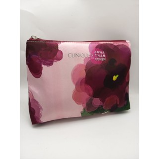 กระเป๋าเครื่องสำอางคลินิก ผ้าสีม่วงพิมพ์ลายดอกไม้สีม่วงแดงCL…