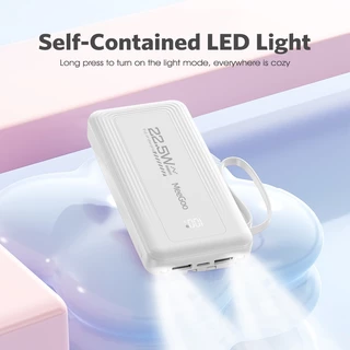 MEEGOO พาวเวอร์แบงค์พกพา 10000mAh ชาร์จเร็ว22.5W มีสายในตัว ไม่ต้องพกสายเพิ่ม มีไฟฉาย